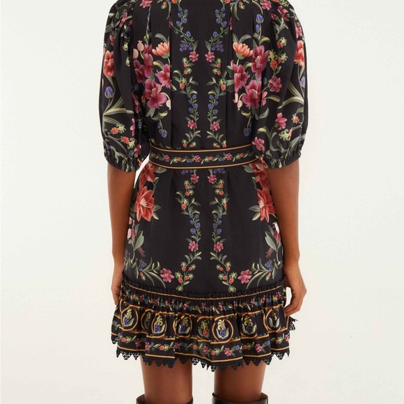 FARM Rio Belted Black Floral Mini Dress - Picture 3 of 6